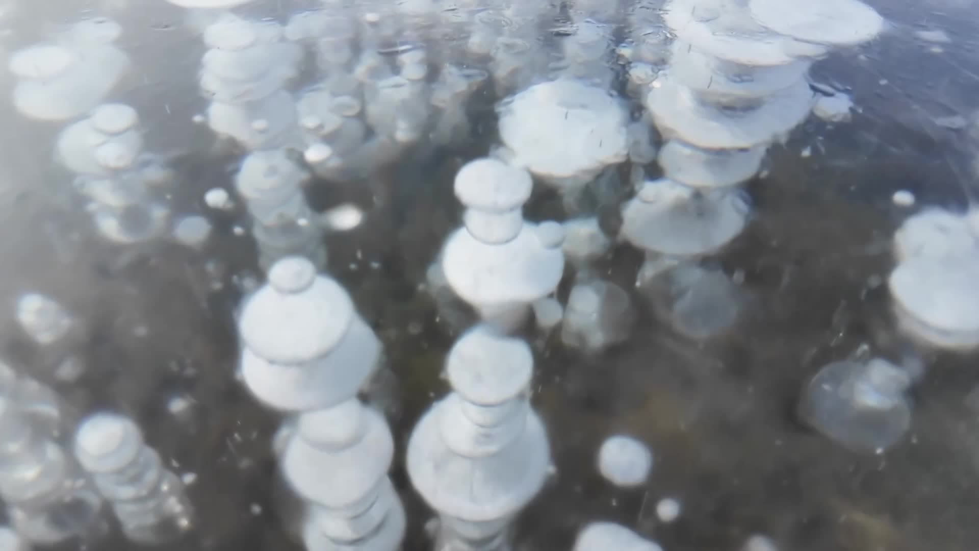 แปลกตา! ปรากฏการณ์ 'ฟองอากาศ' แข็งค้างในทะเลสาบซ่ายหลี่มู่