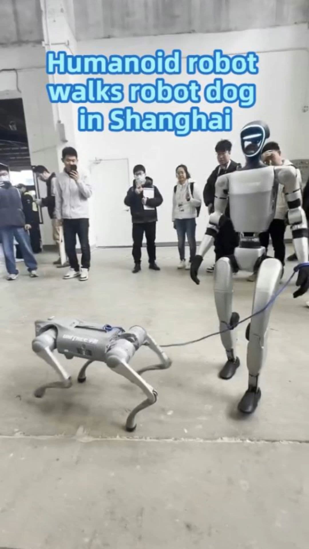หุ่นยนต์ฮิวแมนนอยด์เดินจูง 'หุ่นยนต์สุนัข' เดินเล่นในเซี่ยงไฮ้