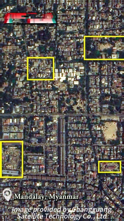 ภาพถ่ายดาวเทียมก่อน-หลังแผ่นดินไหวเมียนมา
