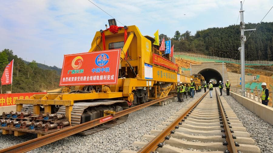 งานวางรางรถไฟเร็วสูงในกว่างซีลุล่วง ขยายช่องทางขนส่งสู่ 'อาเซียน' สะดวกขึ้น