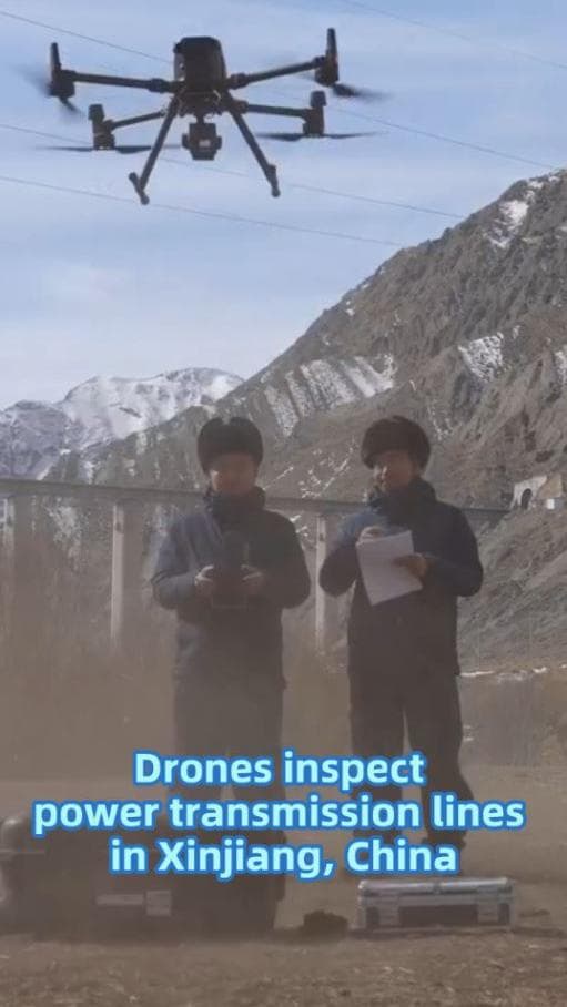 ซินเจียงใช้ 'โดรน' พลัง AI ช่วยตรวจสอบสายไฟฟ้าแรงสูง
