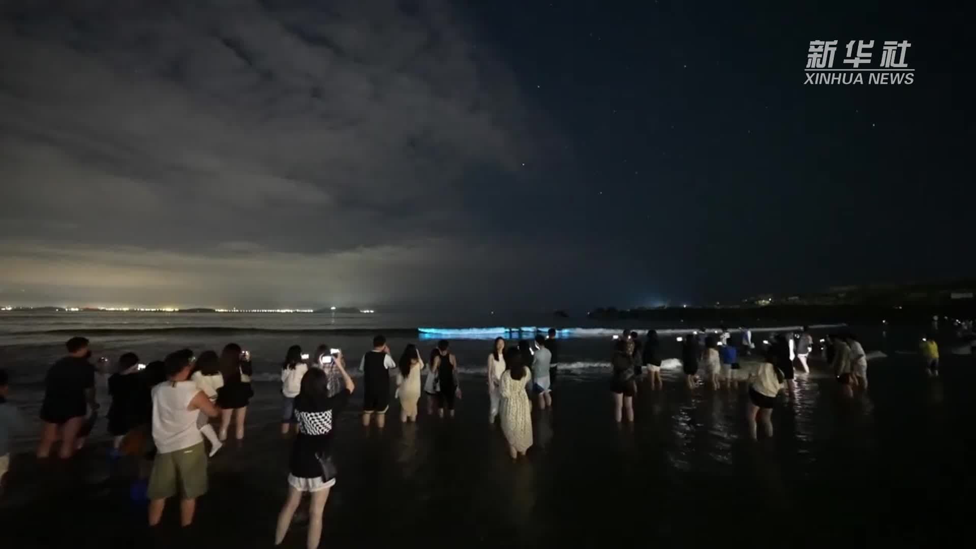 ผู้คนแห่ชม 'คลื่นทะเลเรืองแสง' ในฝูเจี้ยน