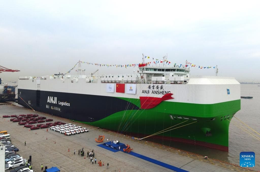 ล้มแชมป์ BYD ‘อันจี๋ อันเซิ่ง’ เรือขนส่งรถยนต์ใหญ่ที่สุดในโลกฝีมือจีนออกเดินทาง