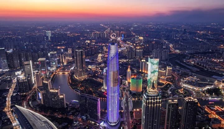 เทียนจินเปิด 'โถงชมวิวเมือง' 360 องศา บนความสูง 310 เมตร