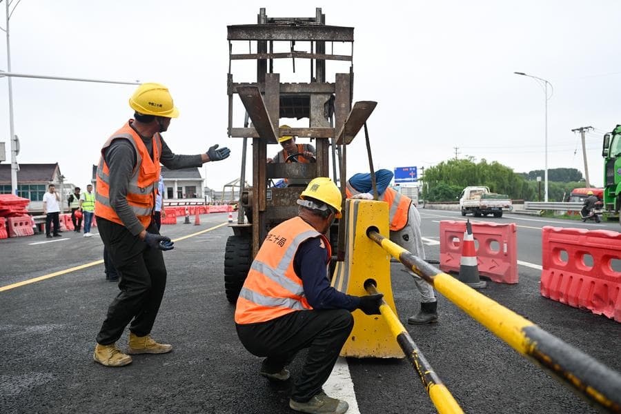 เจียงซูเปิดสัญจรเลนฝั่งซ้ายบน 'สะพานข้ามทางเดินเรือ