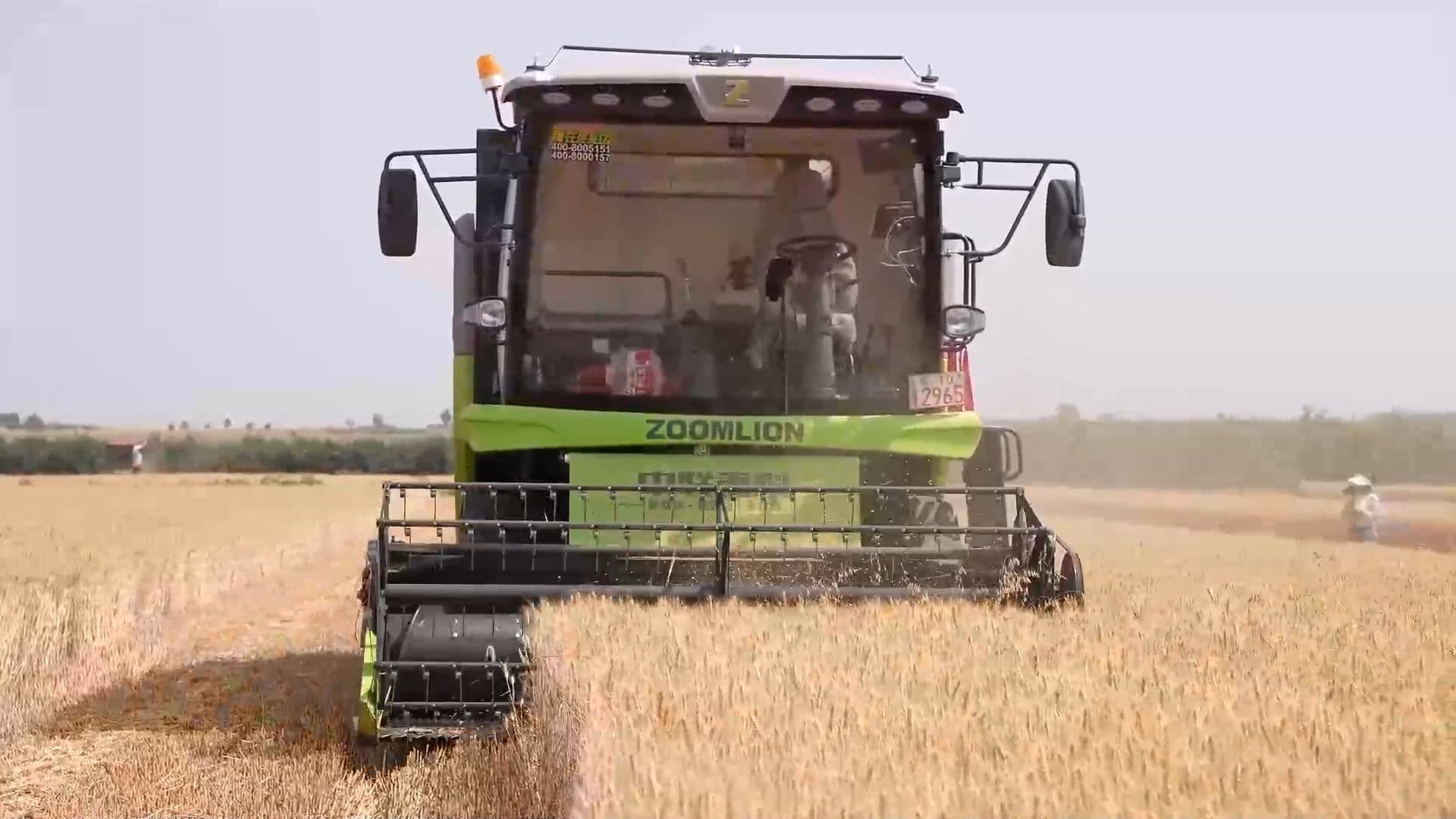 รถจักรเก็บเกี่ยวไร้คนขับ ช่วยงานเกี่ยวข้าวในซานซี
