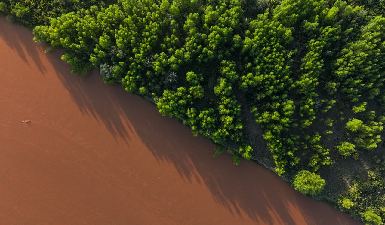 ภาพถ่ายสันดอนโคลนริมแม่น้ำ 'ฮวงโห' ในหนิงเซี่ย