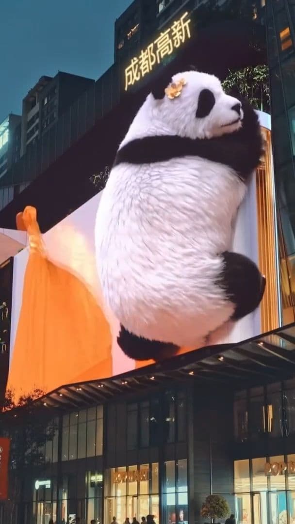 แพนด้ายักษ์ 3 มิติ ส่ายก้นดุ๊กดิ๊กในเฉิงตู