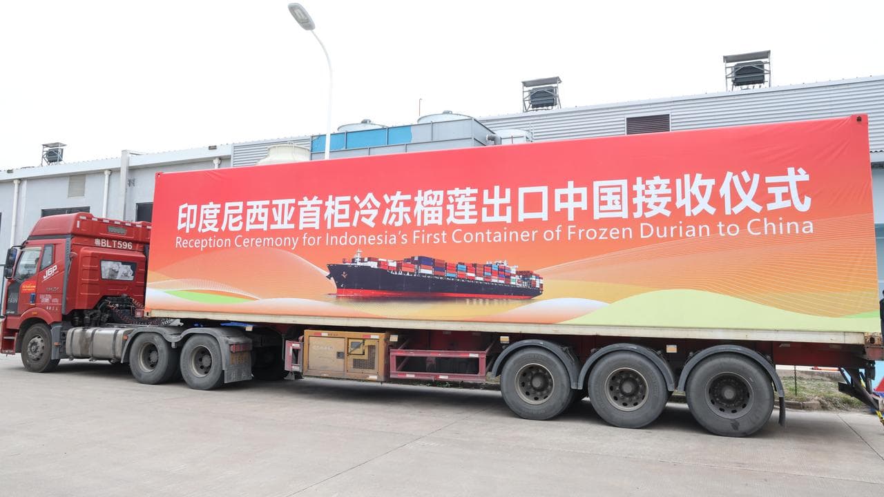 อินโดนีเซียส่งออก 'ทุเรียนแช่แข็ง' สู่ตลาดจีนผ่านทางทะเล