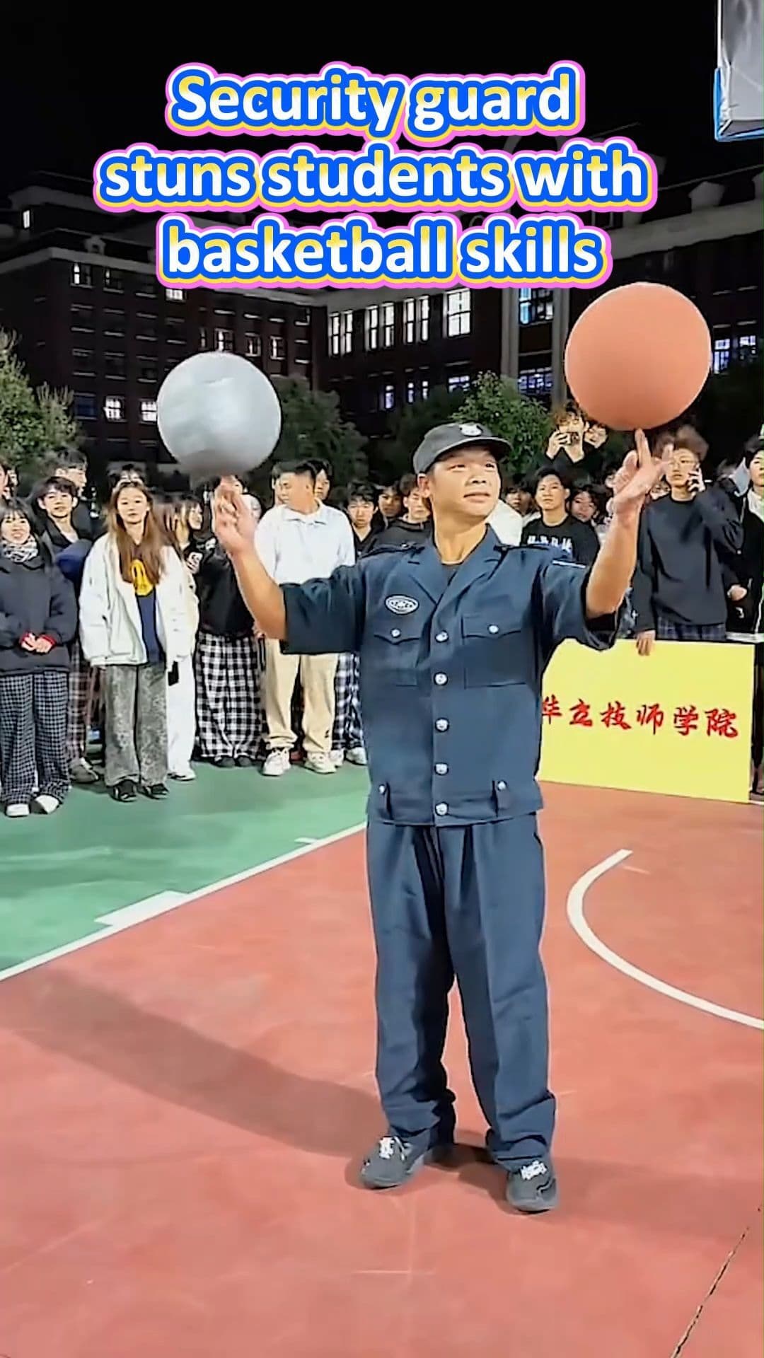 ดูพี่นะน้อง! รปภ.โชว์สกิล 'บาสเกตบอล' ฟรีสไตล์ขั้นเทพ