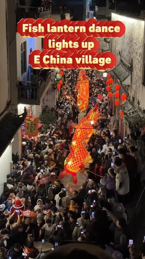 ขบวนแห่ ‘โคมไฟปลา’ สะบัดครีบส่องสว่างในอันฮุย